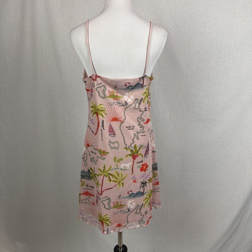 Urban outfitters Elodie printed mini dress tropical pink babydoll size XL - Picture 6 of 7